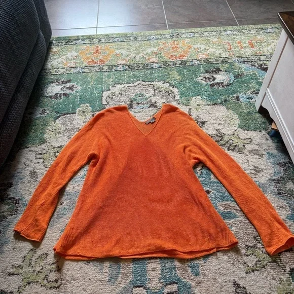 Orange Vince Desinger Knit V-Neck Sweater - Picture 2 of 7